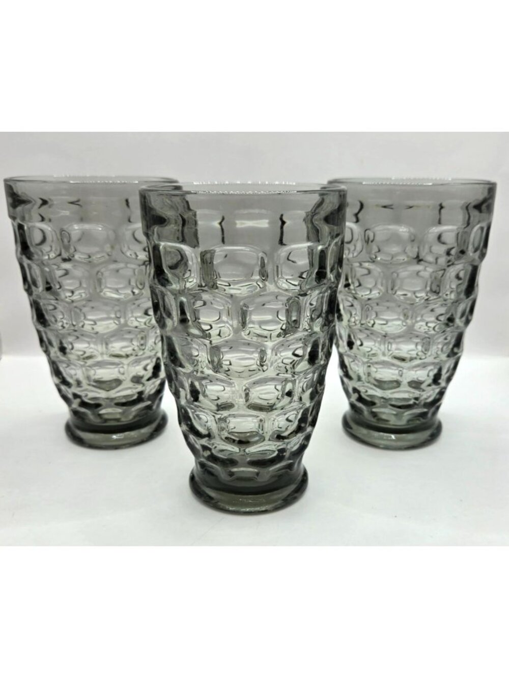 Vtg Federal Glass Yorktown Sundown Gray Tumbler Glasses MCM Footed